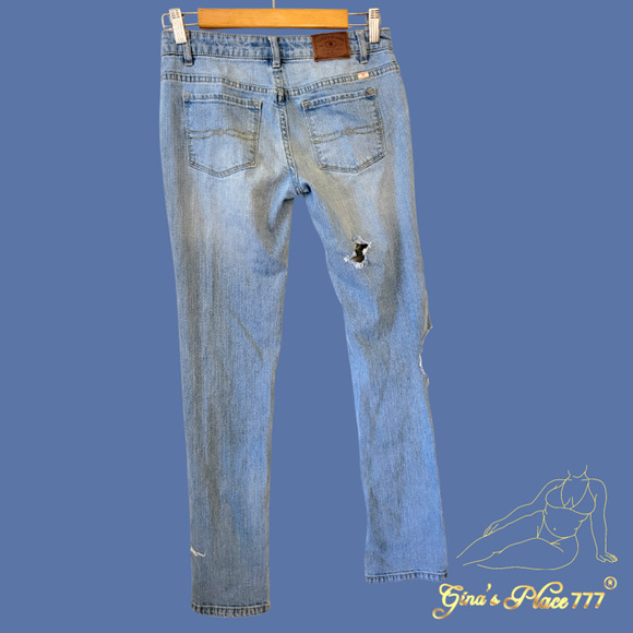 Lucky Brand Cate Skinny Girls Ripped Holes Light Wash Jeans Size 16 - Picture 7 of 9